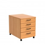 Rollcontainer, Höhe 52 cm, 43x62 cm (B/T), 4 Schubladen, abschließbar, 